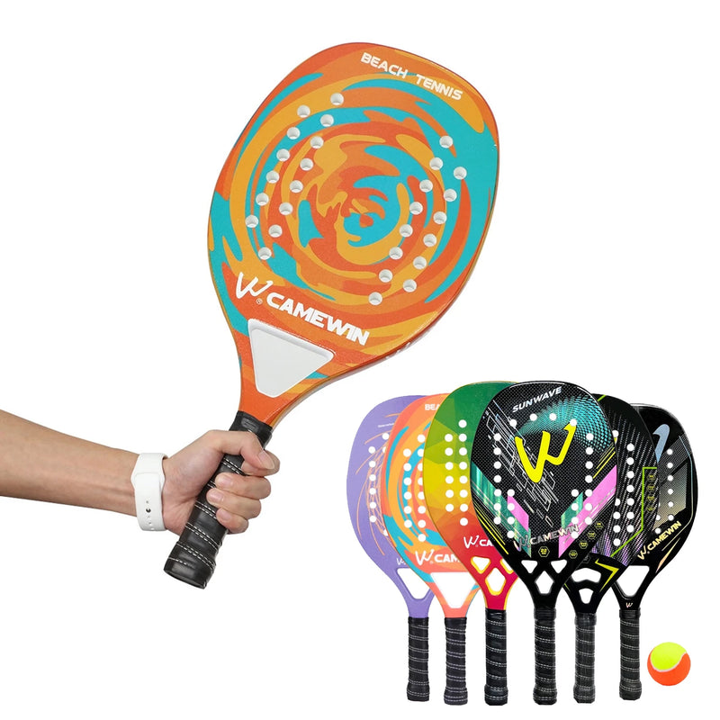 Beach Tennis Camewin Original Light Carbon Fiber and Glass Fibre Racket Professional Racket with Launch Protective Cover